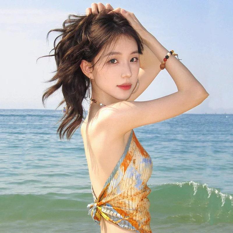 挂颈泰式小吊带背心女夏多巴胺泰兰德穿搭三亚海边甜辣妹jazz上衣