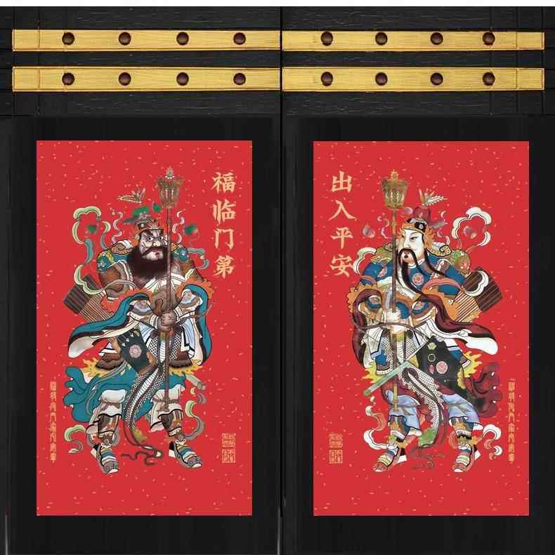 年画门神贴画手绘门贴新春对联新年春联门幅守门神将2025春节装饰