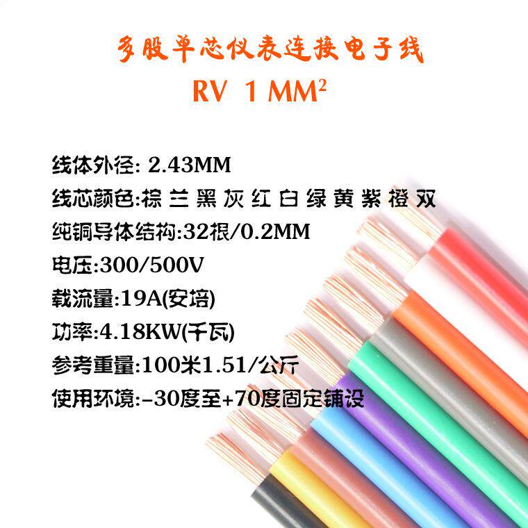 华国标燃ZCRV1平方多股单RCI芯软线1套4色端子阻机柜远配信号电源