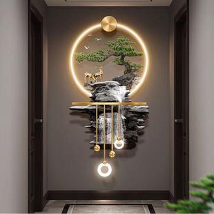 饰画挂件走廊过道挂画灯画 高山流水进门正对墙壁画立体发光玄关装