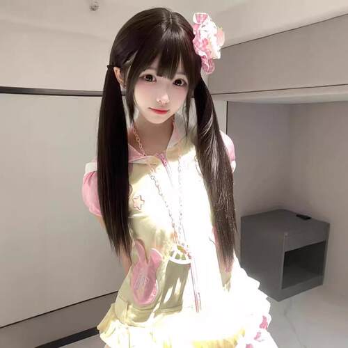 心心果家假发少萝同款长发黑色齐刘海逼真头皮甜美lolita日韩自然