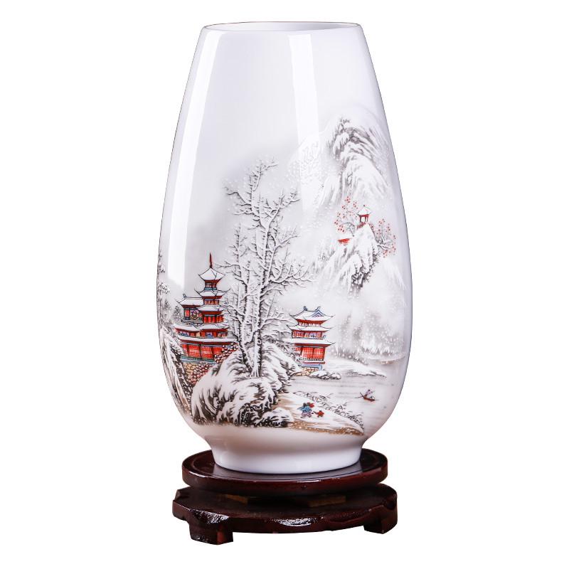 景德镇陶瓷器小花瓶摆件客厅插花干花中式家居装饰品电视柜工极凯