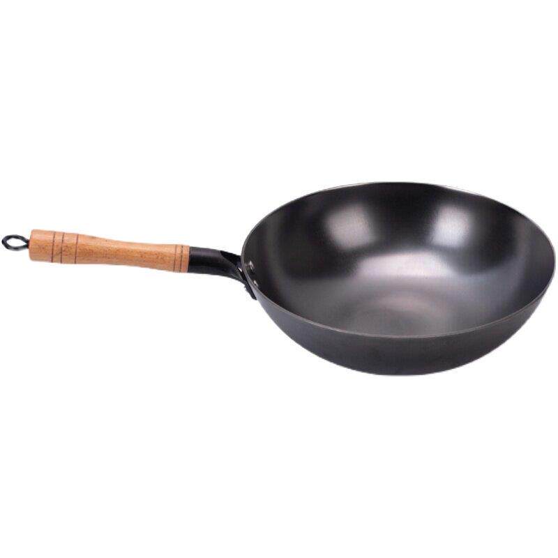 铸铁家用锅炒菜锅无涂层不生锈不粘锅电磁炉燃气灶专用通用不变形