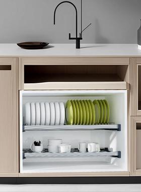 左层钢不锈钢304碗碟架橱柜双抽屉式沥餐68816具拉篮厨房物柜内水