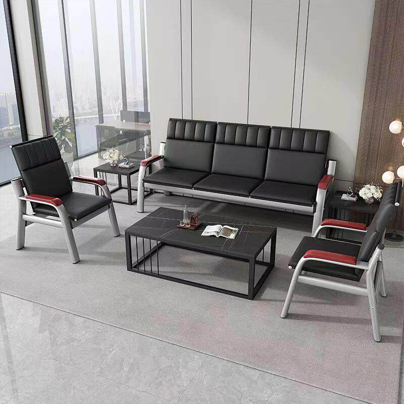 简易办公沙发茶几组合简约现代小型办公室排椅三人位商务会客沙发