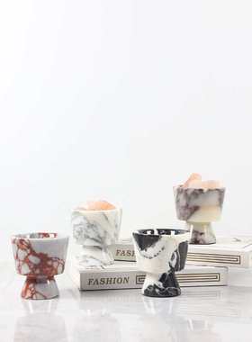 轻奢侘寂风天然大理石香薰杯装饰摆件客厅卧室酒店软装家居装饰品