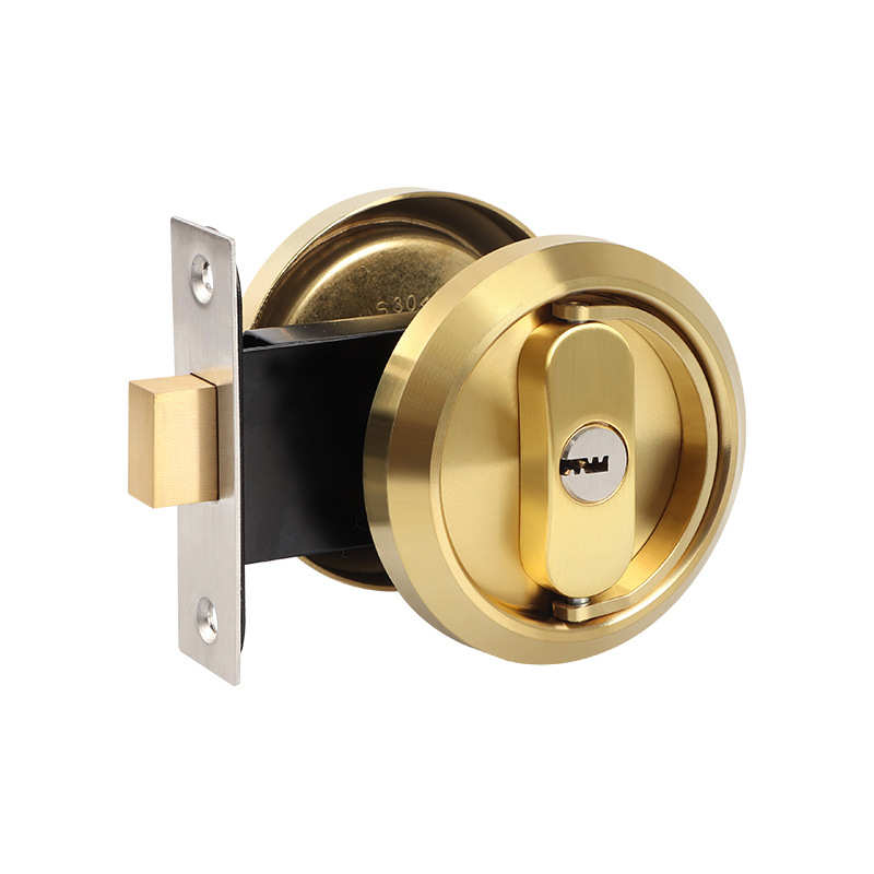 304不锈钢拉环锁 储藏室木门带钥匙双面锁 室内平移推拉门双钩锁