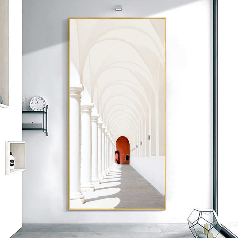 入户玄关装饰画建筑现代简约空间延伸挂画走廊壁画酒店墙画晶瓷画图片