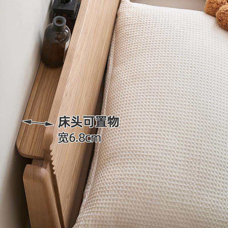 中古风全实木床简约白蜡木1.8米双人床北欧家用原木床1.5主卧储物