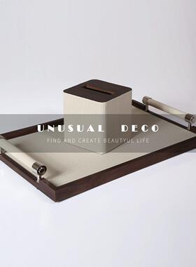 现代家居商务皮革首饰收纳盒托 托盘样板间样品屋展示中心书房纸