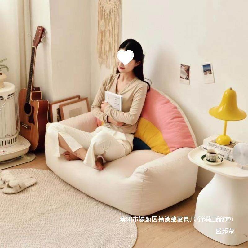 懒人卧室可女生睡躺躺小沙发厂米家双人榻榻型可爱豆无品牌/沙可