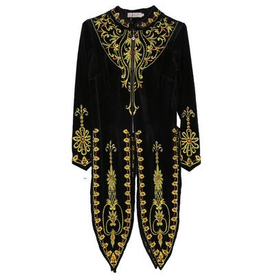 新广新疆刺舞蹈服女长马甲演出服维吾尔族场舞民族风绣袖立领马长