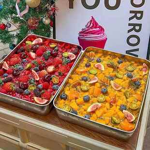 做提拉米苏盒子方形深盘子专用容器皿不锈钢蛋糕模具铁盒冰粉托盘