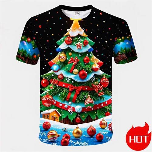 Summer Fashion 3D Print Merry Christmas T Shirt Cute Santa