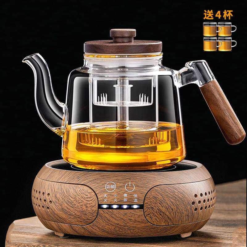 2026新款电陶炉煮茶器加厚耐高温玻璃蒸煮一体煮茶壶烧水茶具套装