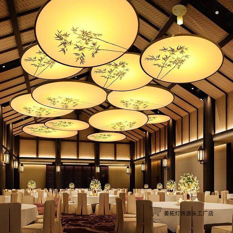 新中式酒店餐厅中国风大堂会厅禅意吊灯过道餐饮创意吊顶装饰灯具