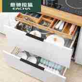 橱柜拉篮304不锈钢双层工具厨房碗篮抽屉式 置物架碗碟收纳架