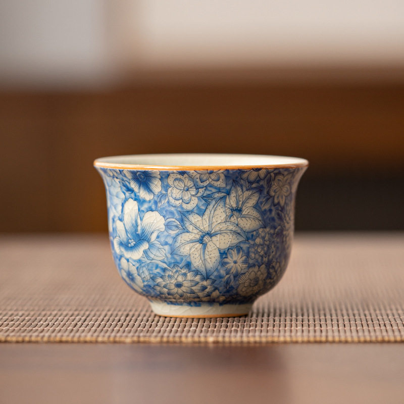景德镇陶瓷复古禅意小号青花茶杯