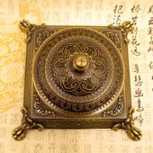 彷古黄铜烟灰缸中式 饰摆 覆古全铜带盖子烟缸商务礼品家居办公室装