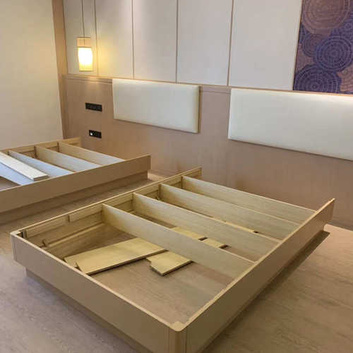 家居酒店多层板床现代一柜家具卧室标准间复合柜客房家具两床简约