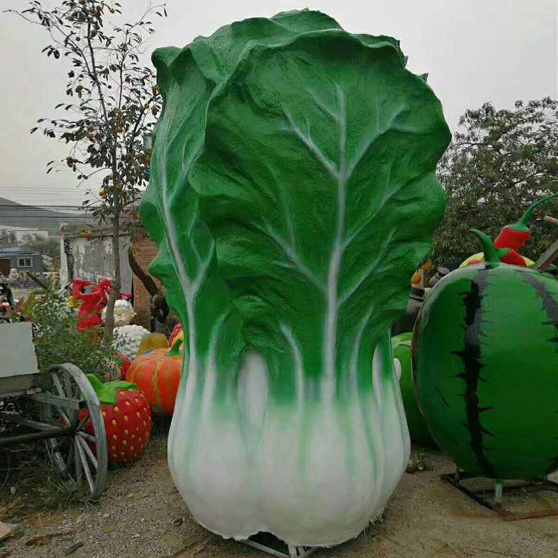 玻璃钢仿真雕塑大白菜 大型玻璃钢水果蔬菜雕塑 园林景观摆件