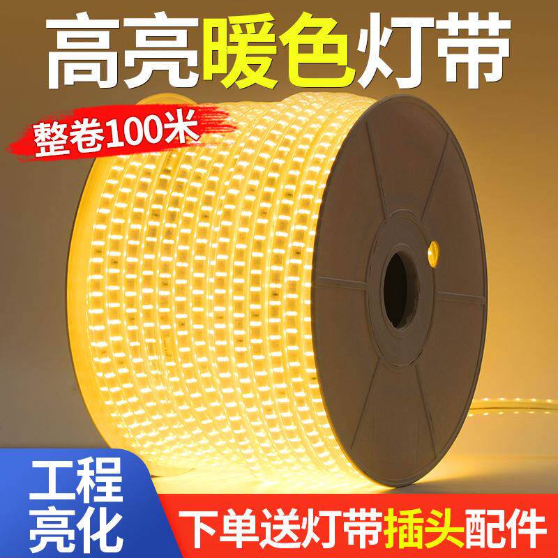 灯带led灯条超亮户外防水工程氛围灯室外暖光220v客厅吊顶灯带条