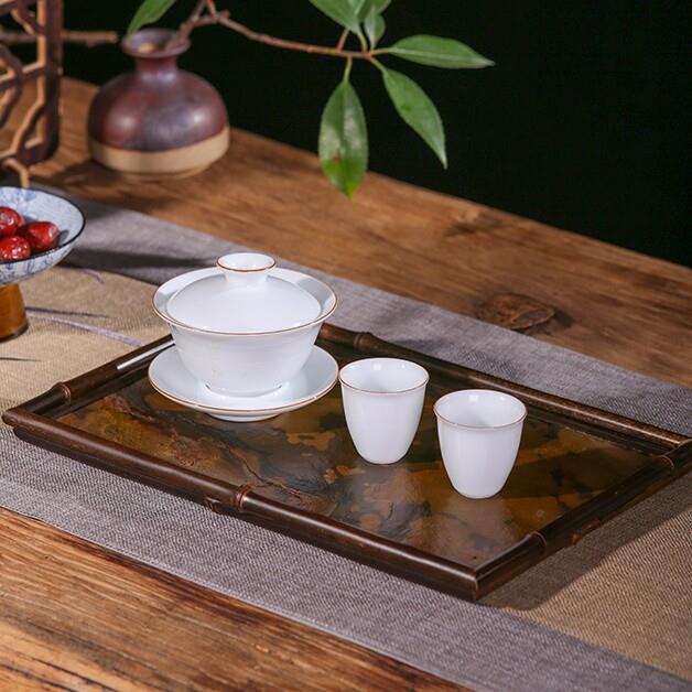 覆古紫竹岩石具大茶盘茶台茶盘干台茶岩板泡托 托盘QME竹垫茶编席