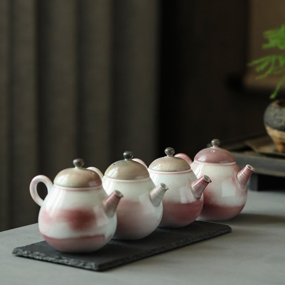 苏打茶壶陶瓷家用复古手工壶功夫单壶素粉开片可养迷你茶具泡茶器
