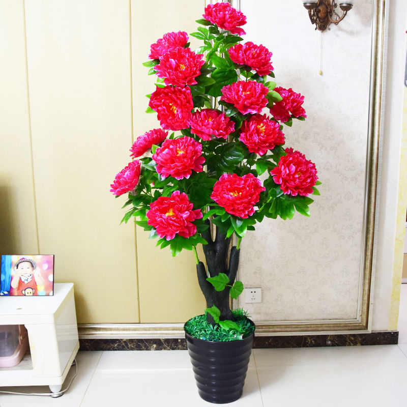 牡丹花树大盆景客厅室内装饰摆件假花树落地盆栽超绿植