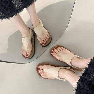 人字凉鞋 女夏外穿2025新款 配裙子一字带罗马鞋 网红夹趾沙滩鞋