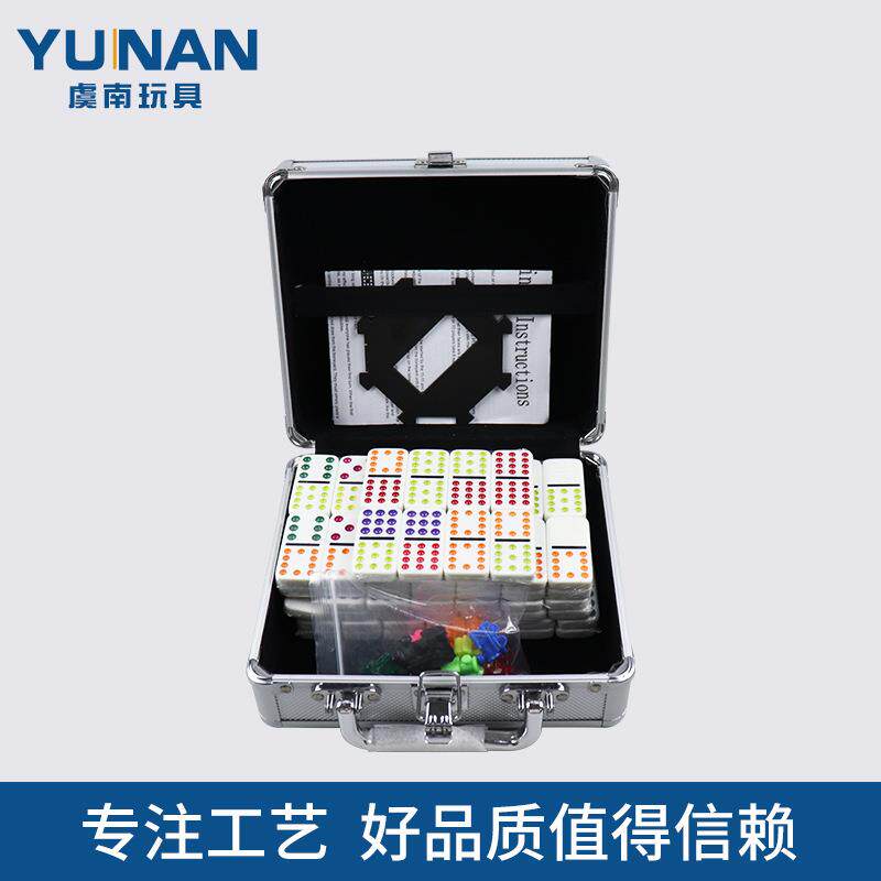 亚玛逊热销儿童益智多米诺骨牌91张铝箱DOMINO玩具墨西哥火车
