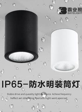 防水明装筒灯户外室外阳台店铺门头酒店雨棚露台吸顶射灯IP65防潮