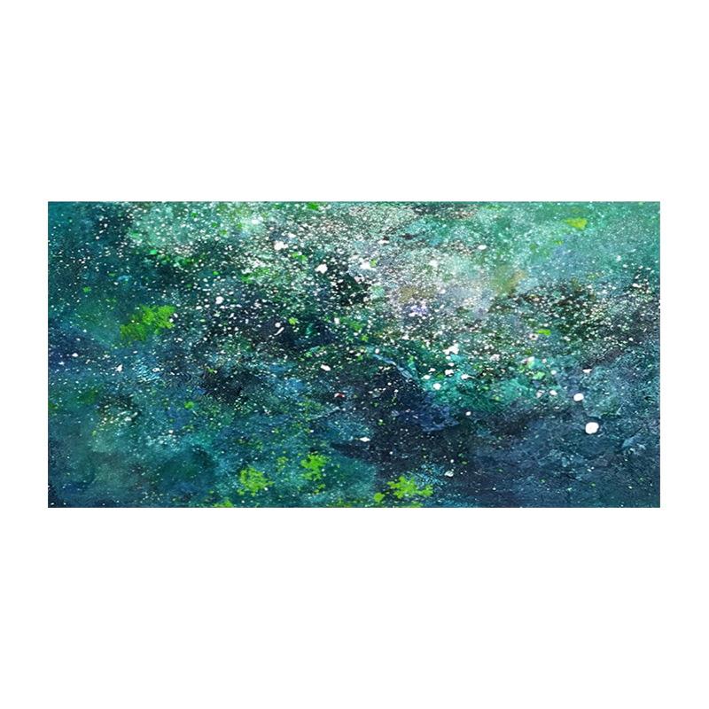 现代简约客厅抽象装饰画高级感绿色系星空手绘肌理挂画沙发背景墙