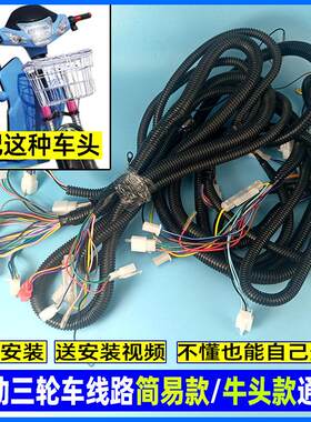 电动三轮车线 线路总成 简易老人代步车牛头款 6平方线 线束 电动