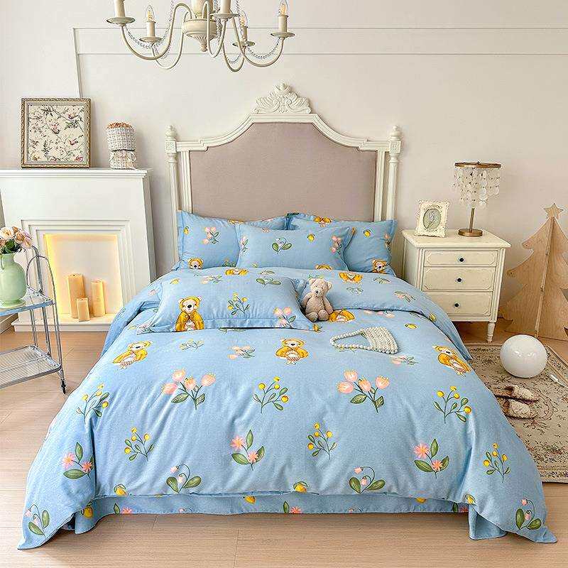 厂家加厚磨毛全棉四件套简约纯棉被套罩套件被子床上用品