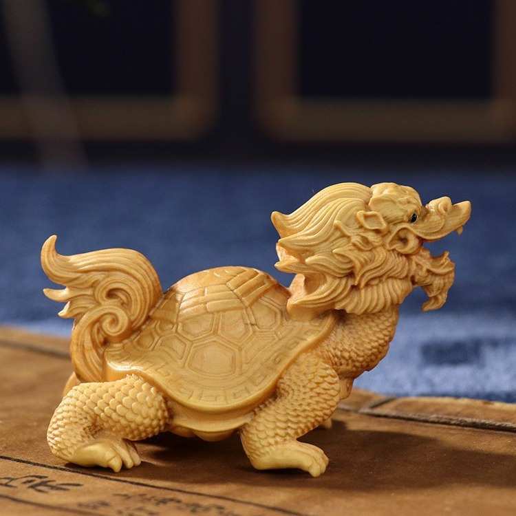小叶黄杨木雕刻神兽龙龟家居汽车摆件手把件文玩把玩件男盘玩木质