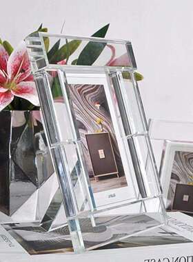 现代简约明水样晶相框摆透台板间梳妆台床柜玻头璃照片框饰品QPZ