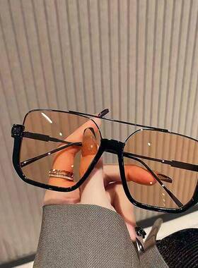 Unisex Large Square Retro Metal Frame Sunglasses Double