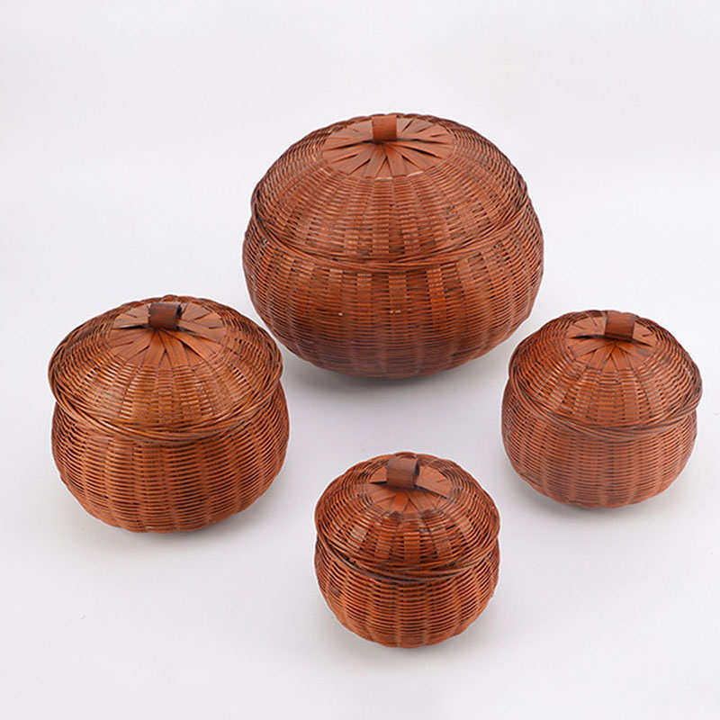 手工竹青编织带盖南瓜篮子家用鸡蛋筐茶叶收纳篮复古竹篮竹制品,特色手工艺,竹编/竹雕,淘宝优惠券,粉丝福利购,淘宝优惠卷