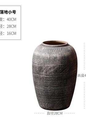 高档简约现代粗复古插鲜花陶瓷干花花瓶摆件客插盆花陶多肉厅花盆