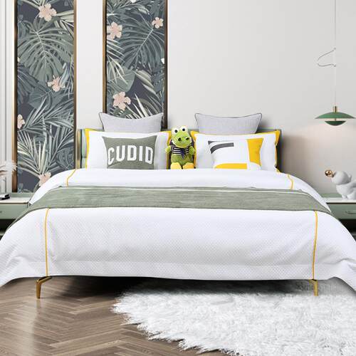现代家具样板间儿童房床上用品套件简约青少年男孩房床品多件套