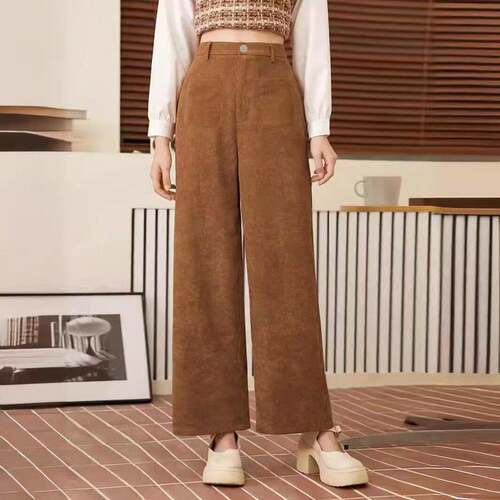 Color Pocket Corduroy Pants Casual Comfy Leg Trousers Daily