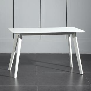 现代简约全白色长方桌子办公会议桌咖啡厅奶茶店休闲餐桌谈判桌子