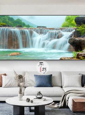 山水瀑布流水金山挂画客厅装饰画企业办公室风水画风景画挂墙壁画