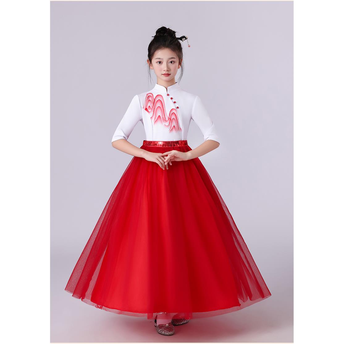 正品儿童合诵唱服装、男女学表演服装、生舞蹈服装、背小红歌、万