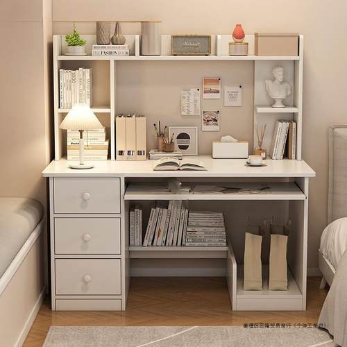 电脑桌家用学生书桌书架一体学习桌子工作台简易出租屋台式办公桌