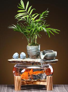 自循环流水喷泉鱼缸造景小摆件办公室桌面家居客厅装饰开业礼