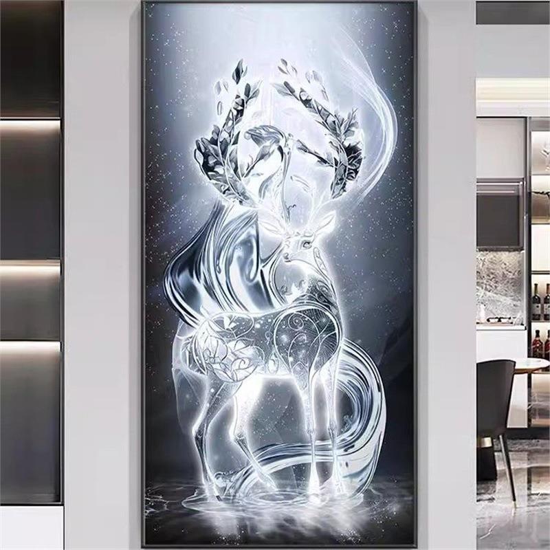 时尚玄关装饰画|现代简约风格挂画|铝合金相纸装裱|生财招富发光
