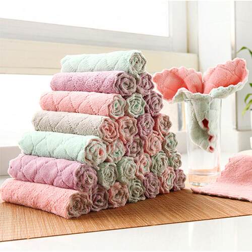 Dual-sided absorbent kitchen dishcloth, hand towel, thick ta