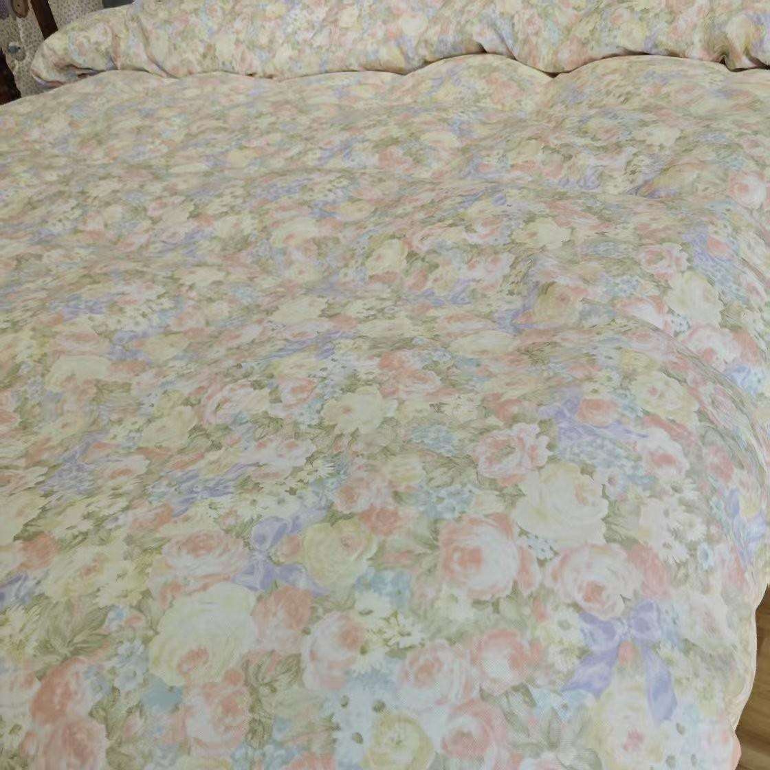 少女风蕾丝镂空纯棉双层纱四件套小清新碎花全棉纱布床上用品套件